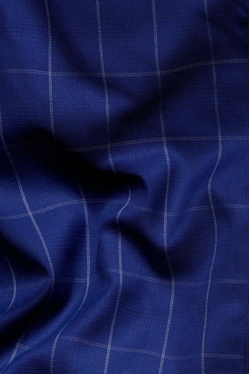 Lapis Blue Windowpane Wool Rich Waistcoat 3