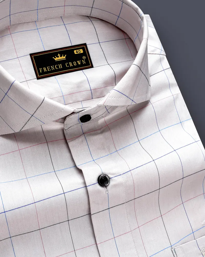 Lattice-Alto Gray Window Dobby Textured Premium Giza Cotton Dress Shirt 1