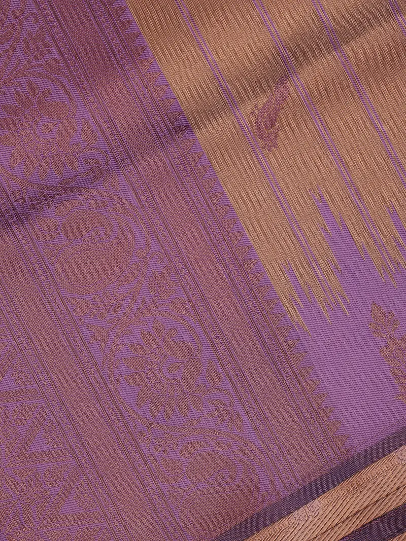 Lavender And Bronze Woven Art Silk Saree With Paisley Zari Border 2