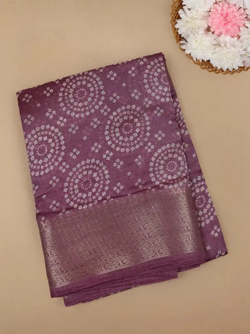 Lavender Chakaram Designed Fancy Cotton Saree 1