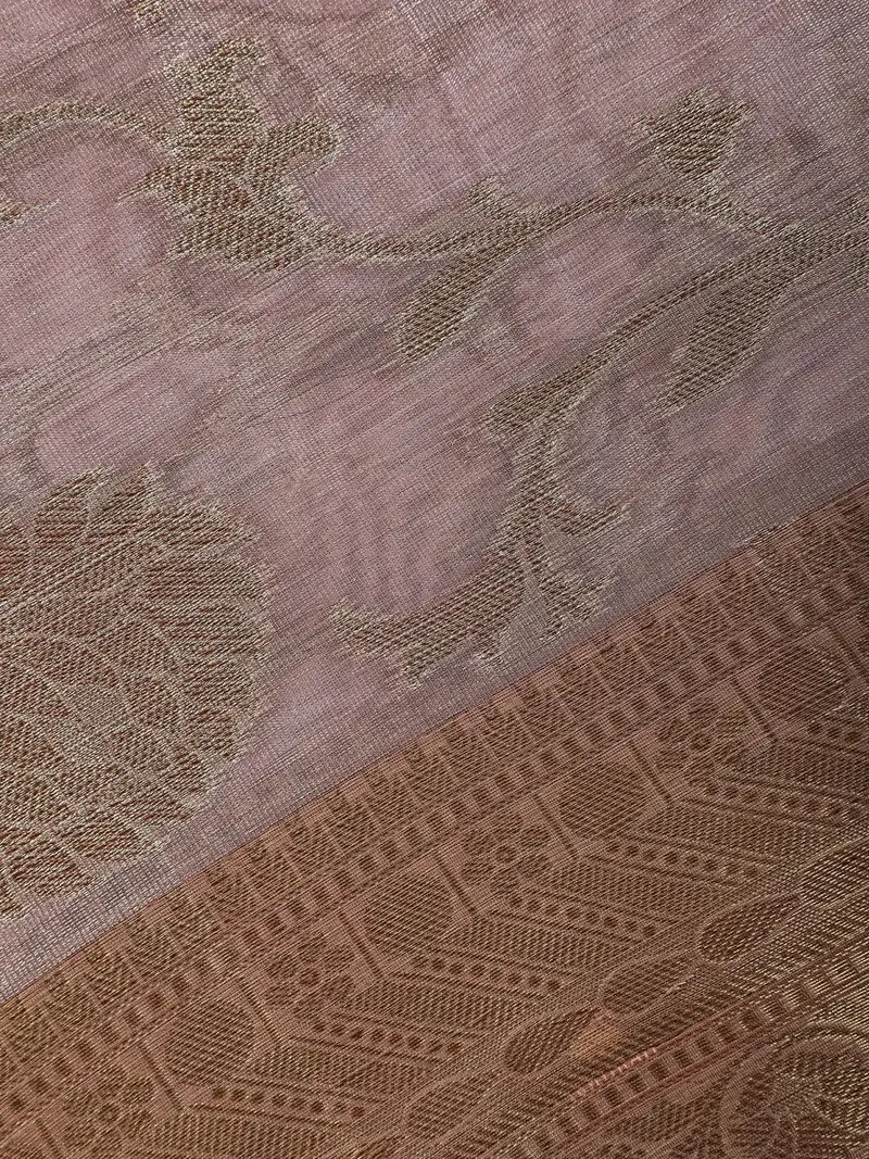 Lavender Floral Design Tissue Silk Saree 2