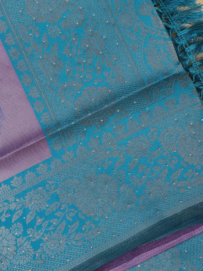 Lavender Floral Design Tissue Silk Saree 2