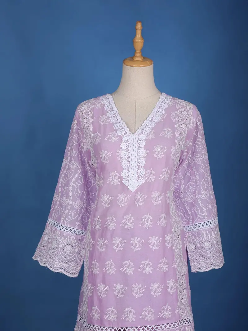 Lavender Floral Designed Cotton Salwar Suit 2