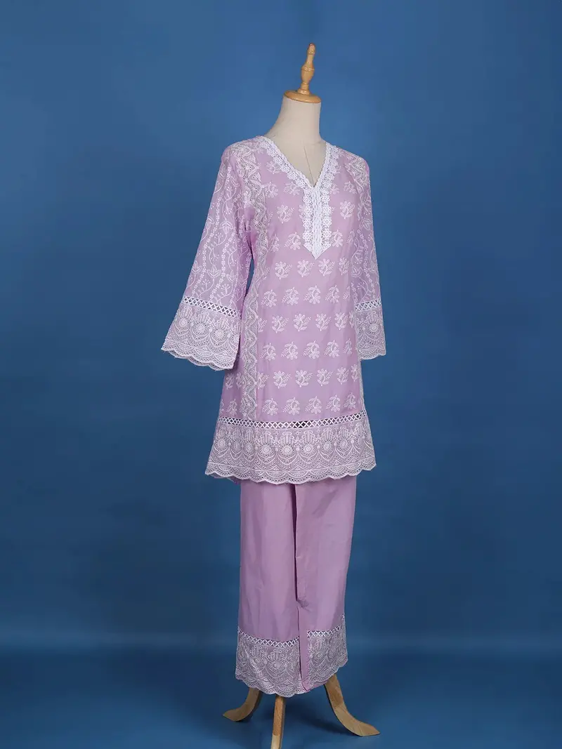 Lavender Floral Designed Cotton Salwar Suit 3