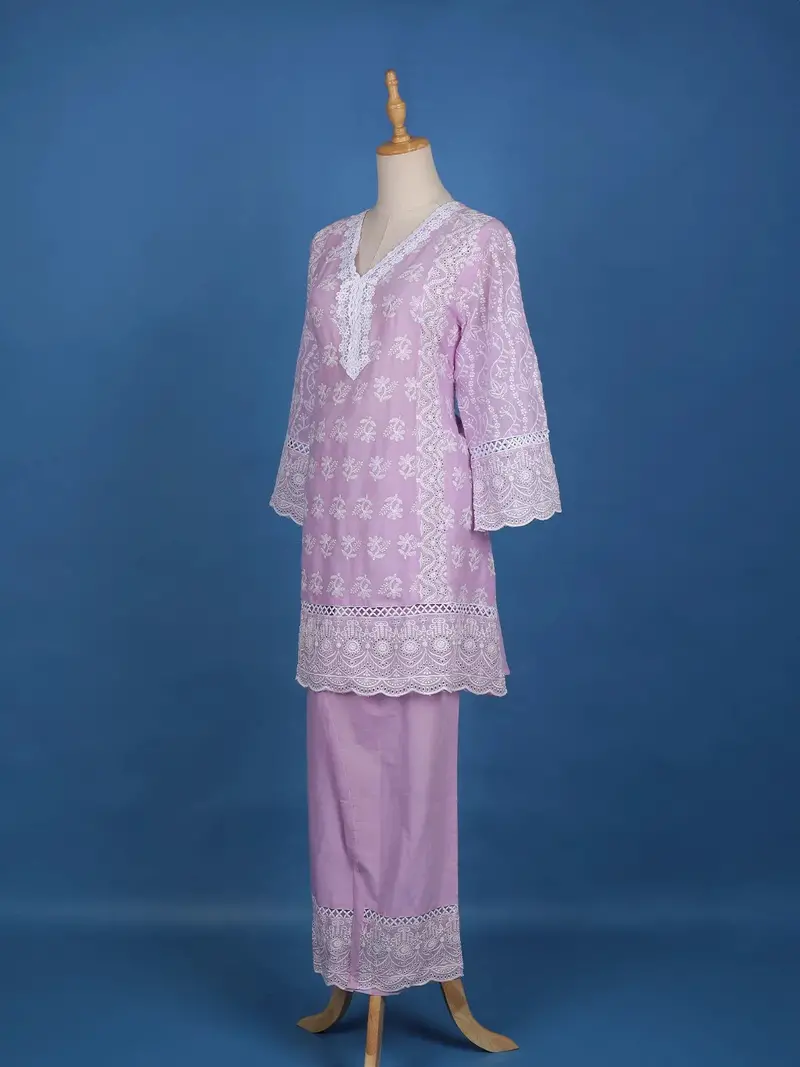 Lavender Floral Designed Cotton Salwar Suit 4
