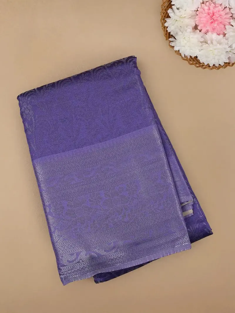 Lavender Floral Designed Fancy Art Silk Saree 1