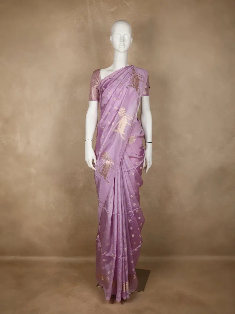 Lavender Floral Designed Semi Silk Fancy Saree 1