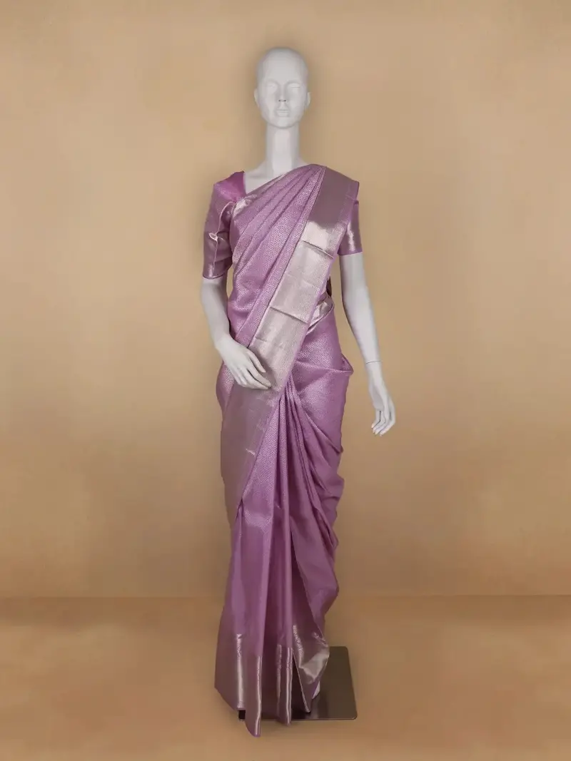 Lavender Floral Woven Pure Kanchipuram Silk Saree 1
