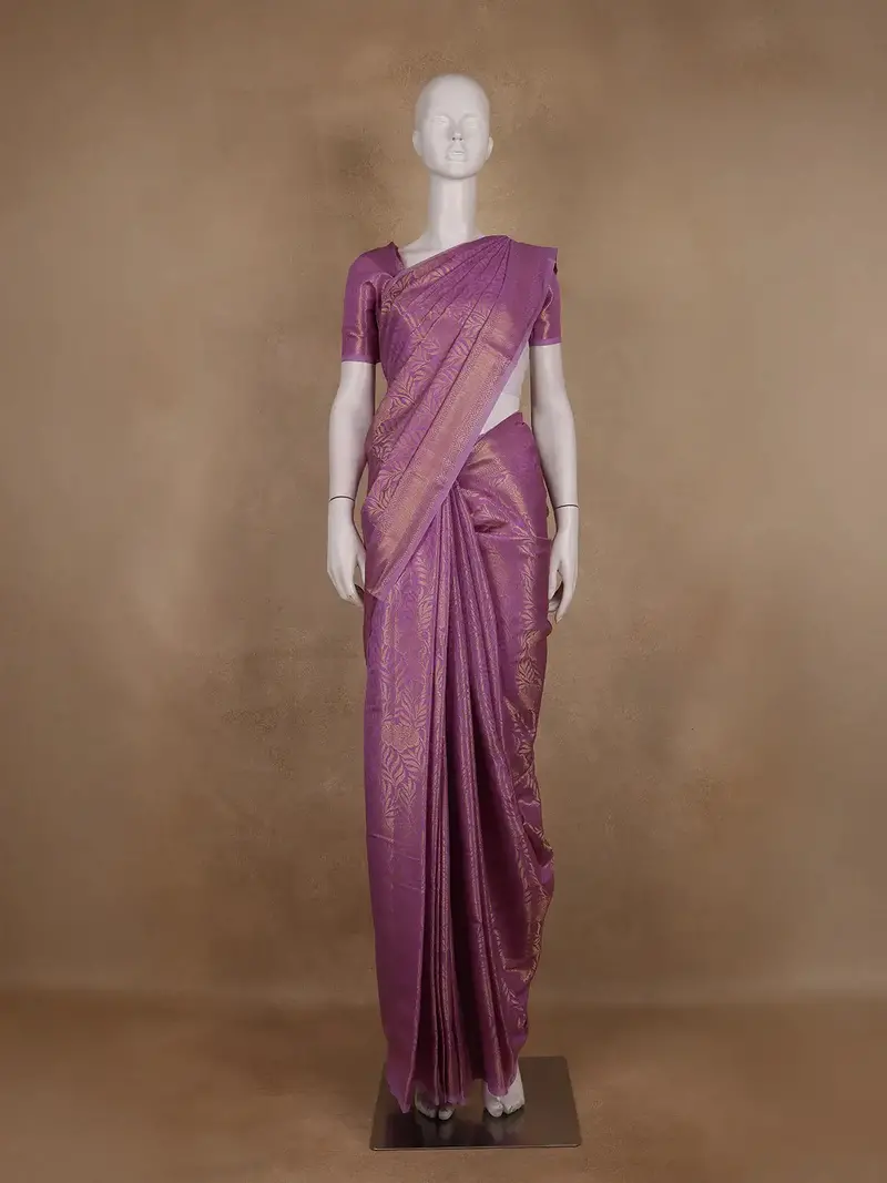 Lavender Leaf Motif Banarasi Silk Saree 1