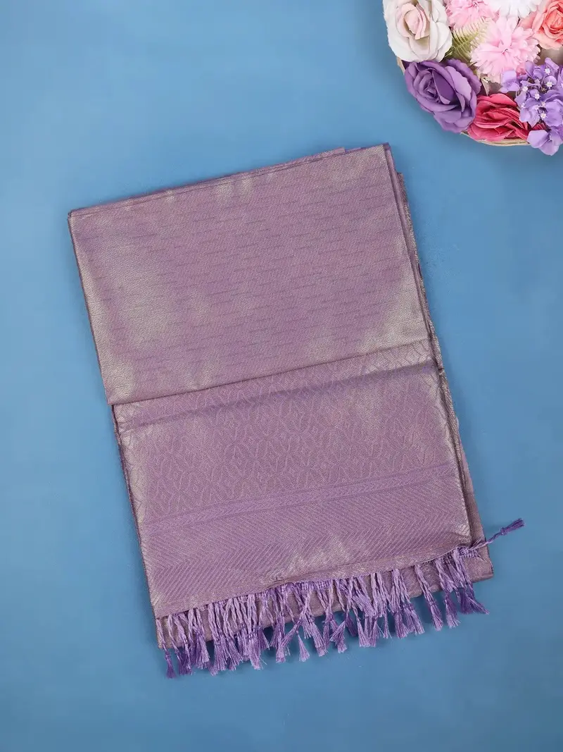 Lavender Minimal Design Woven Tissue Silk Saree 1