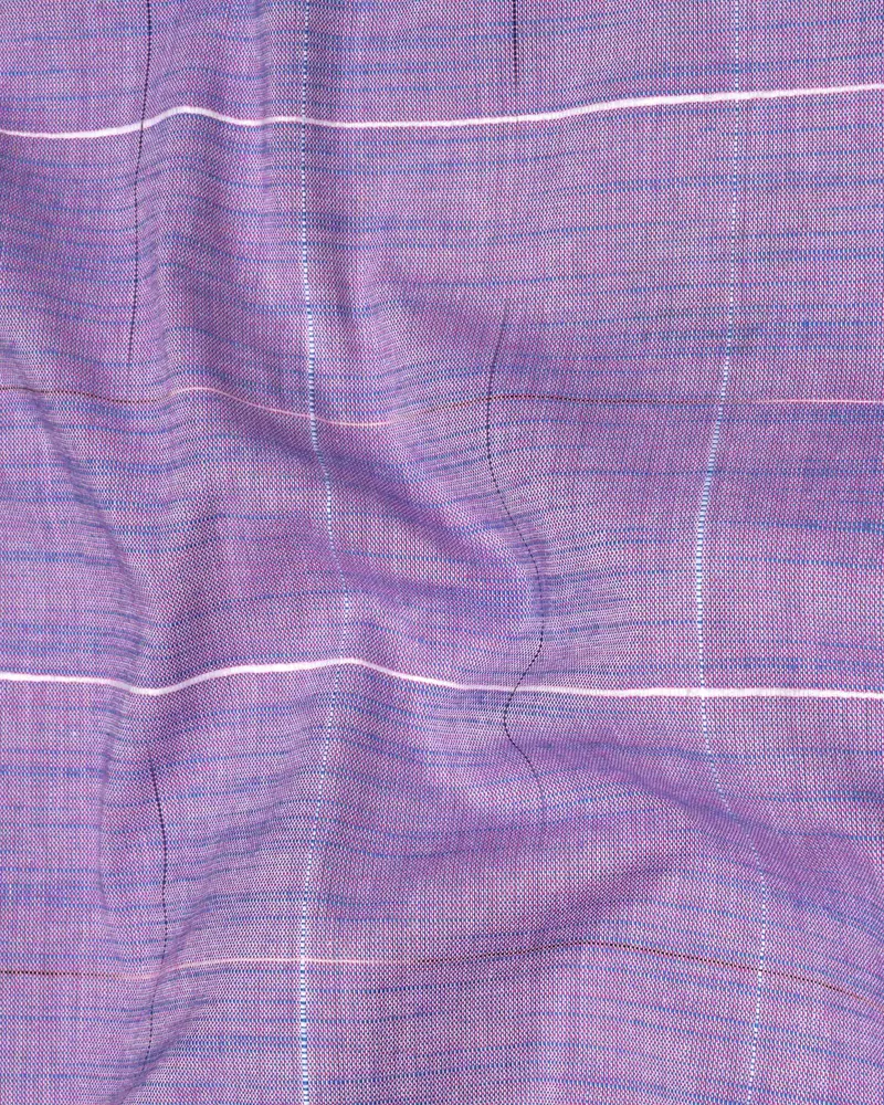 Lavender Purple Plaid Dobby Textured Premium Giza Cotton Kurta Shirt 3