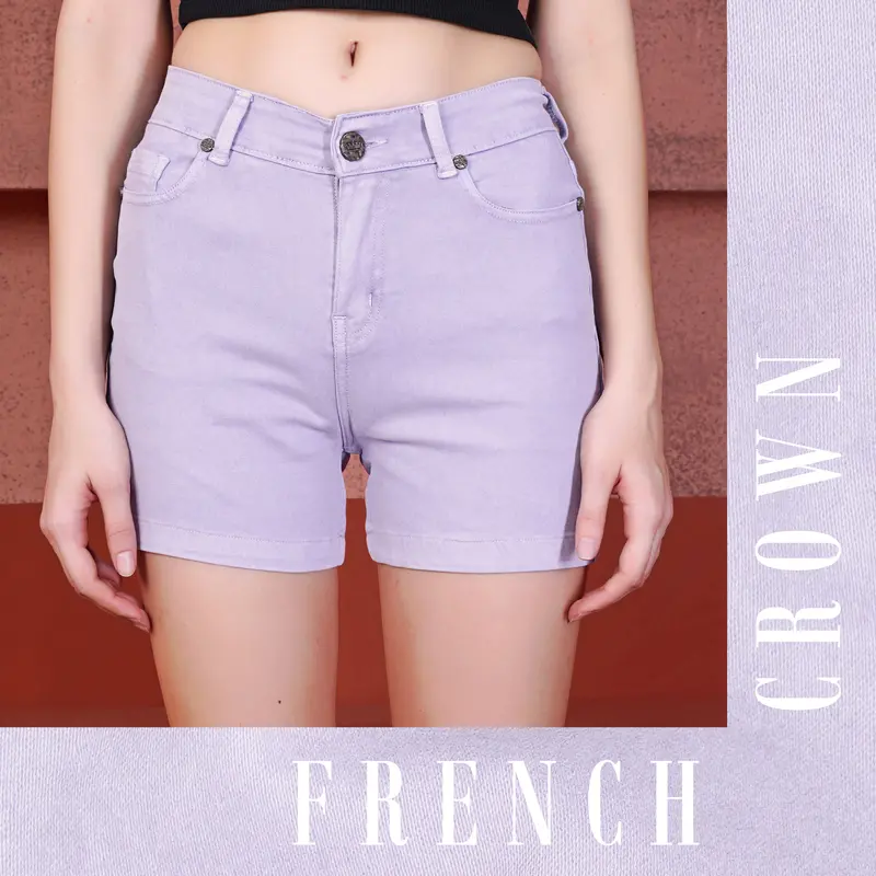 Lavender Purple Women Denim Shorts 1