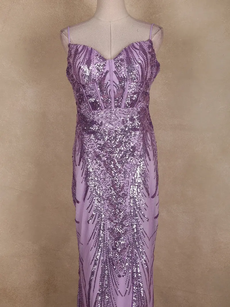 Lavender Sequins Embroidered Mermaid Net Gown 2