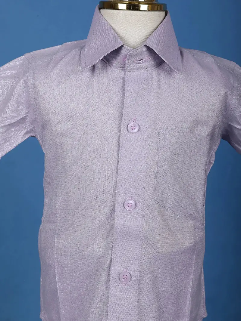Lavender Silk Dhoti With Matching Half Sleeve Shirt 5
