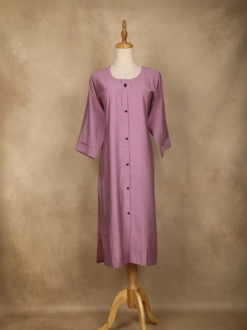 Lavender Stripes Designed Cotton Kurti 1