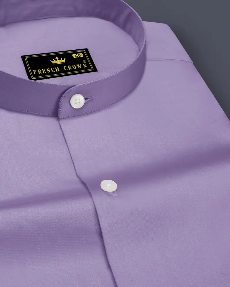 Lavero-Pastel Purple Subtle Sheen Super Soft Premium Cotton Mandarin Dress Shirt 1