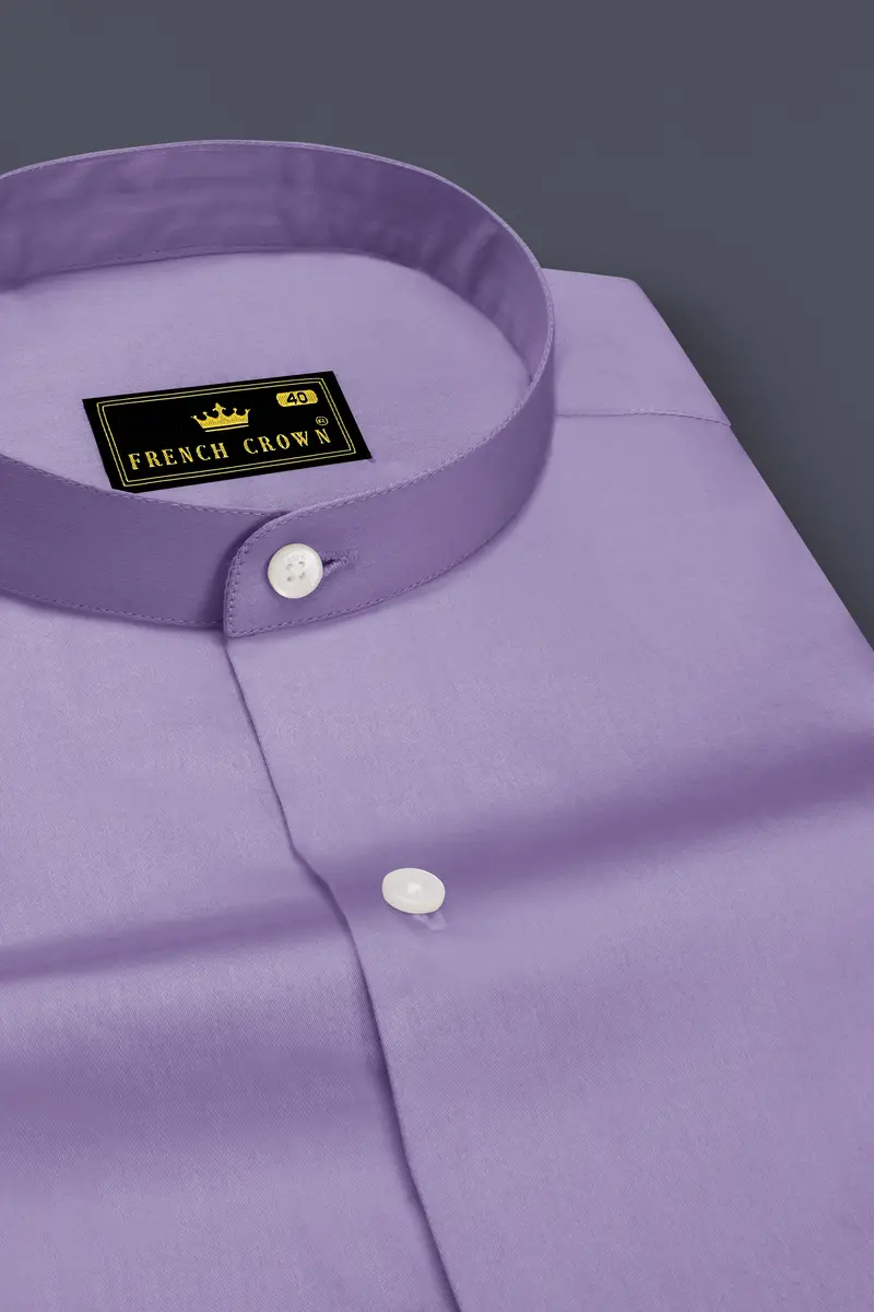Lavero-Pastel Purple Subtle Sheen Super Soft Premium Cotton Mandarin Dress Shirt 2