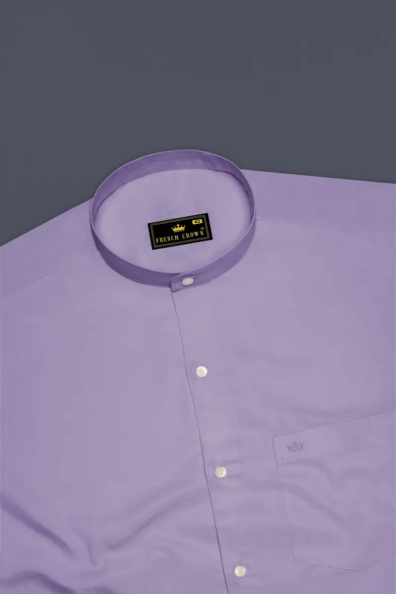 Lavero-Pastel Purple Subtle Sheen Super Soft Premium Cotton Mandarin Dress Shirt 5