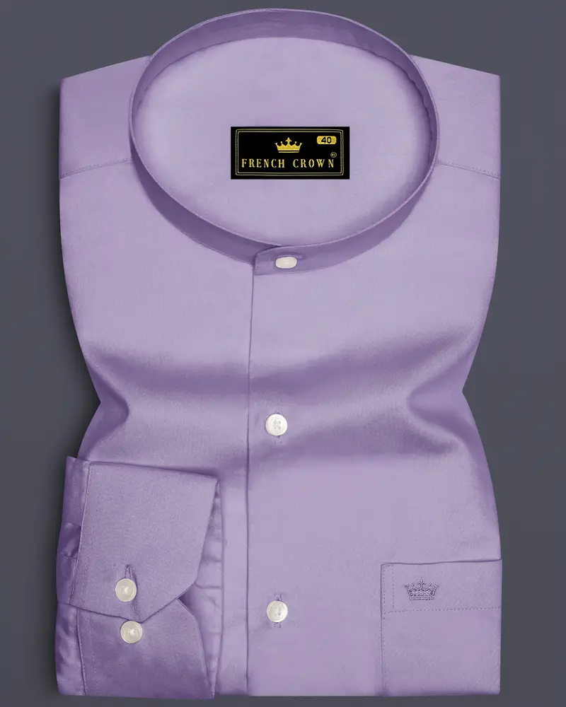 Lavero-Pastel Purple Subtle Sheen Super Soft Premium Cotton Mandarin Dress Shirt 6