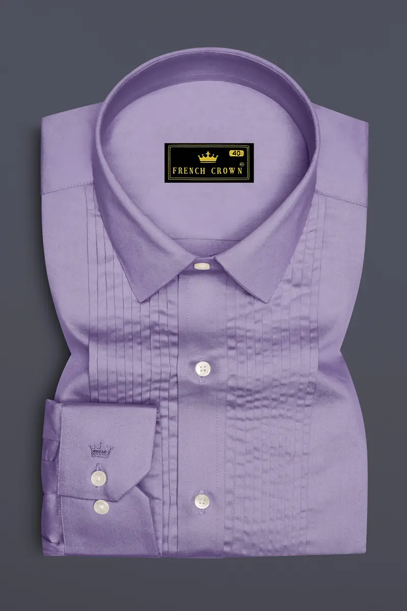 Lavero-Pastel Purple Subtle Sheen Super Soft Premium Cotton Tuxedo Dress Shirt 2