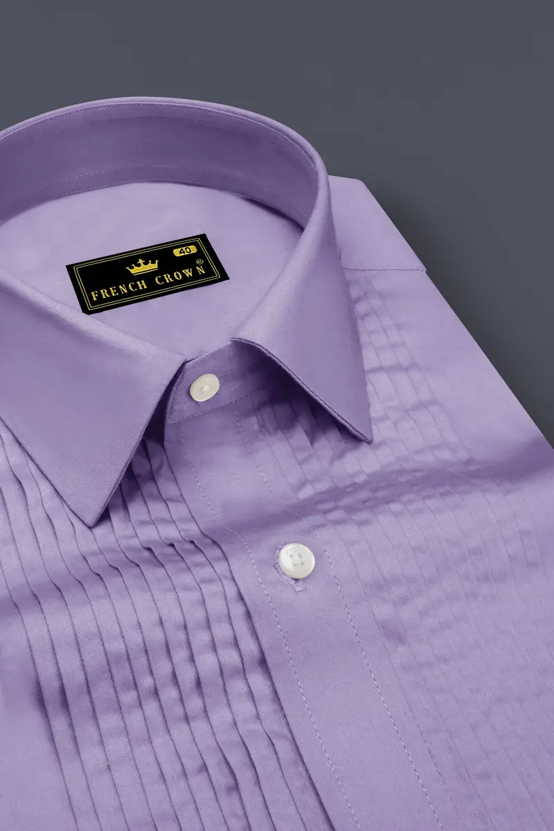 Lavero-Pastel Purple Subtle Sheen Super Soft Premium Cotton Tuxedo Dress Shirt 4