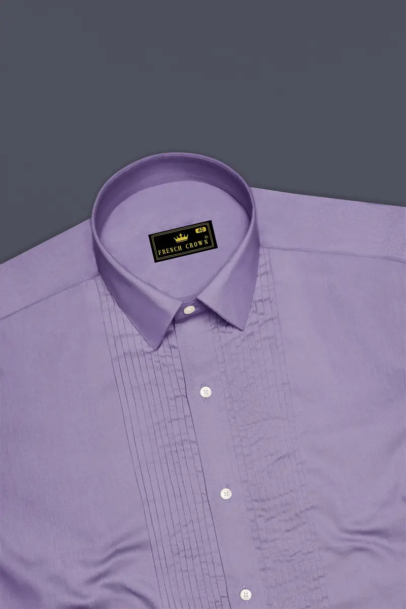 Lavero-Pastel Purple Subtle Sheen Super Soft Premium Cotton Tuxedo Dress Shirt 5