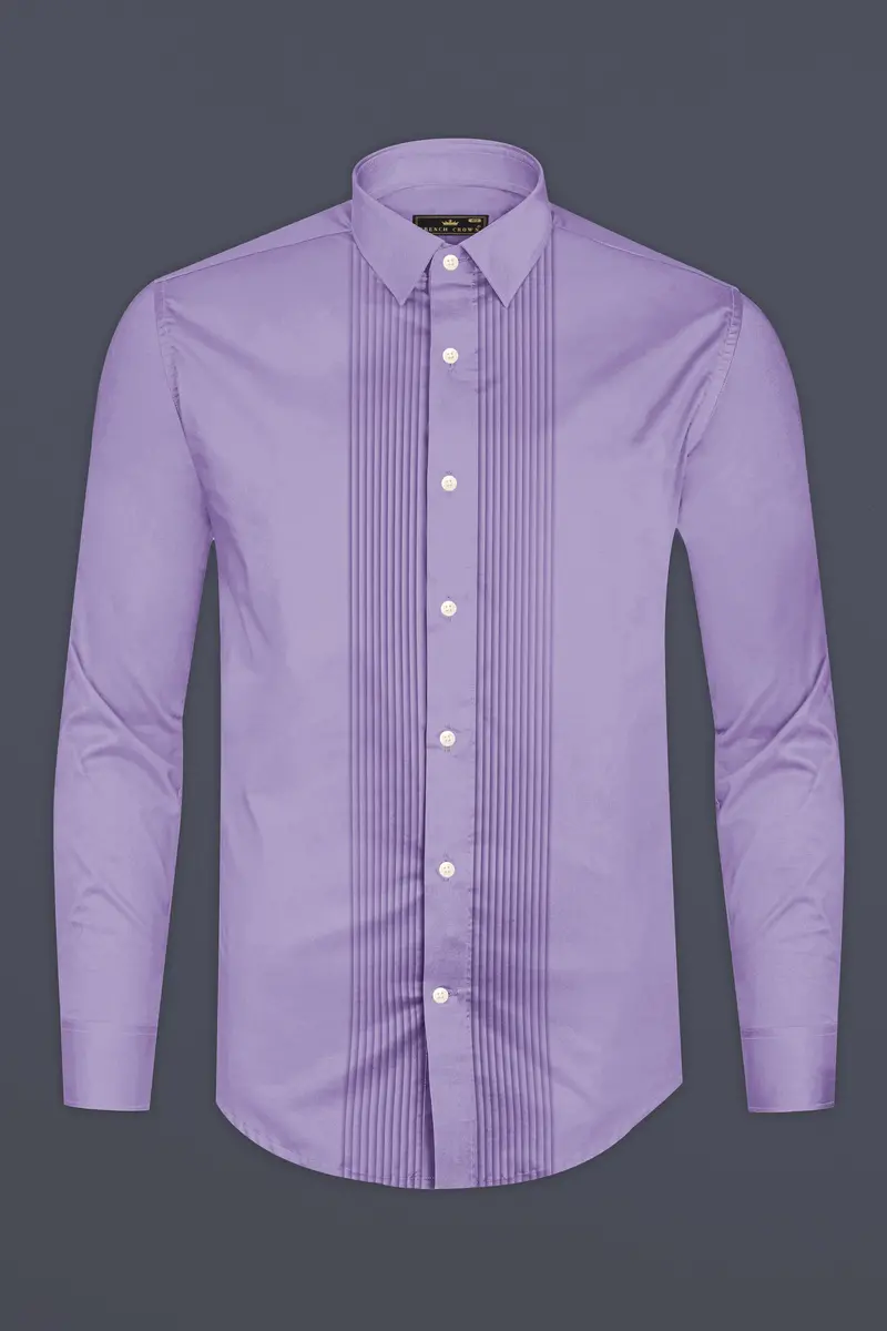 Lavero-Pastel Purple Subtle Sheen Super Soft Premium Cotton Tuxedo Dress Shirt 6