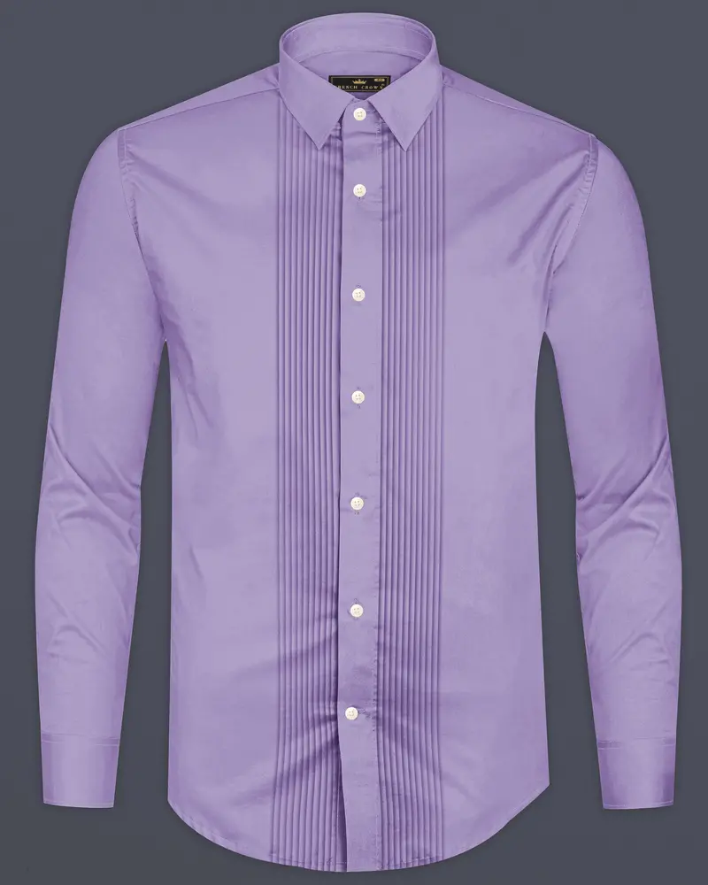Lavero-Pastel Purple Subtle Sheen Super Soft Premium Cotton Tuxedo Dress Shirt 8