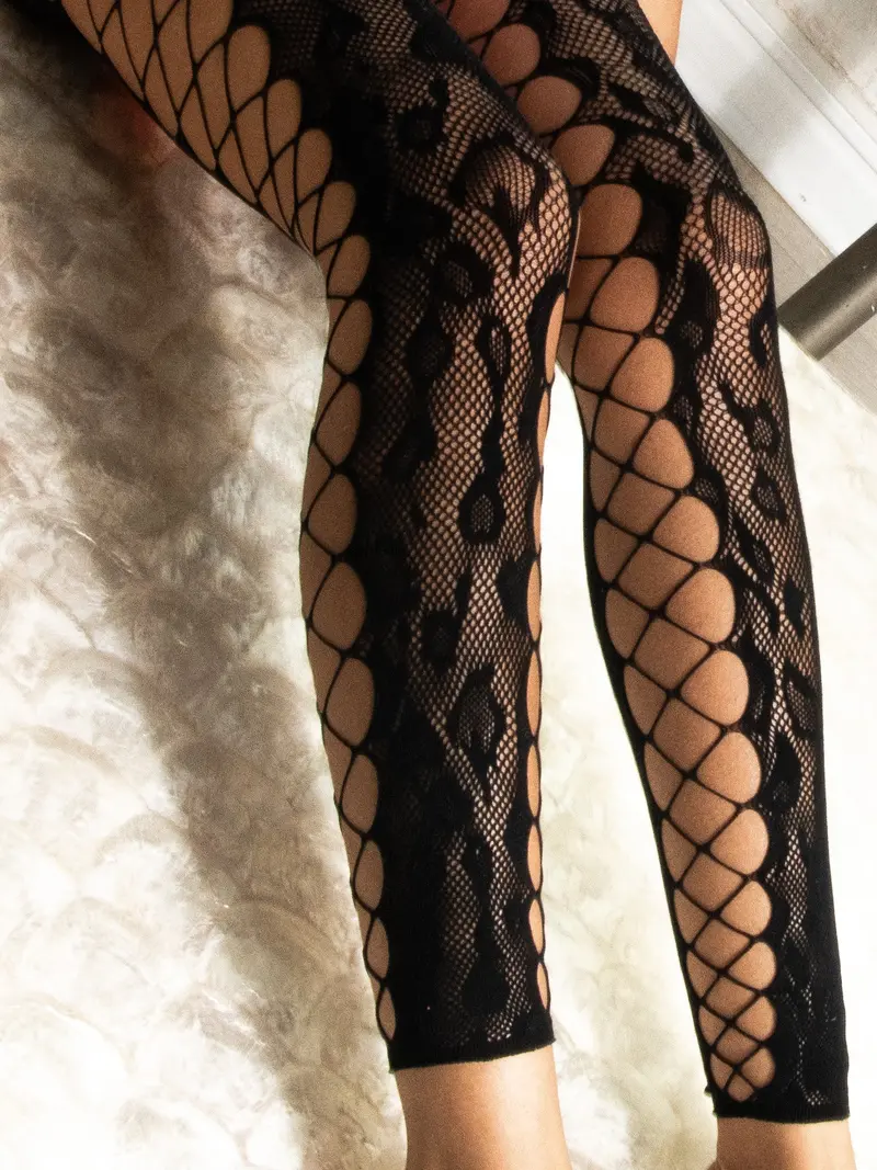 Leggings Leopard Fishnet Corset Black 1