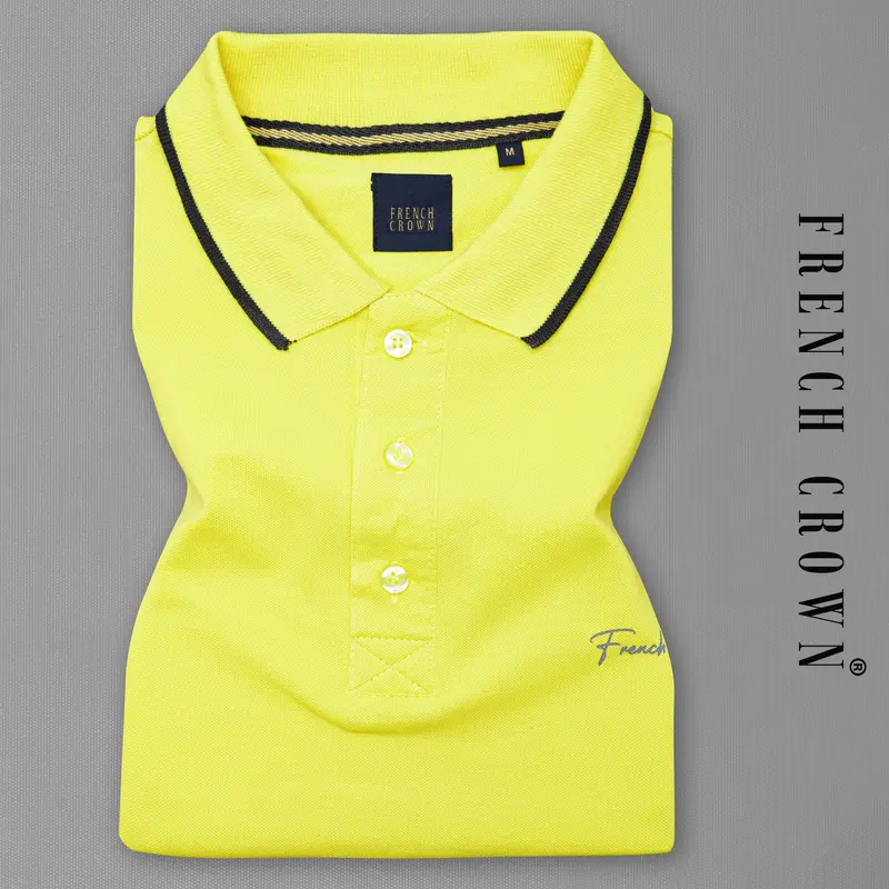 Lemon Yellow Mercerised Pique Polo 1