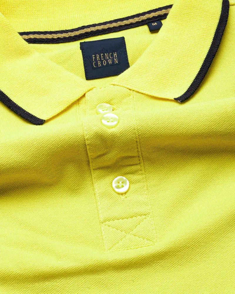 Lemon Yellow Mercerised Pique Polo 4