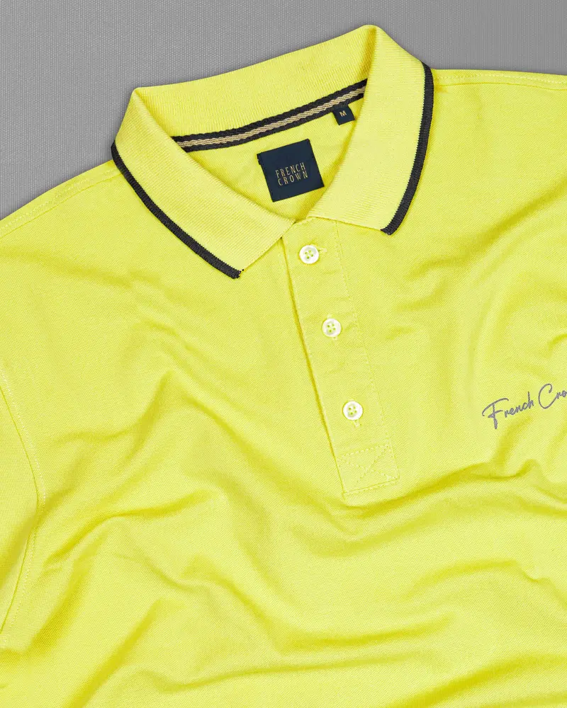Lemon Yellow Mercerised Pique Polo 5