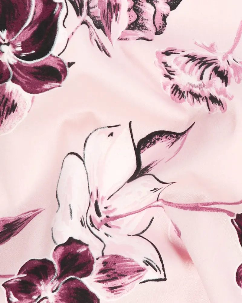 Lemonade Large Scale Flowers Printed Indian Kurta Style Premium Cotton Shirt 3