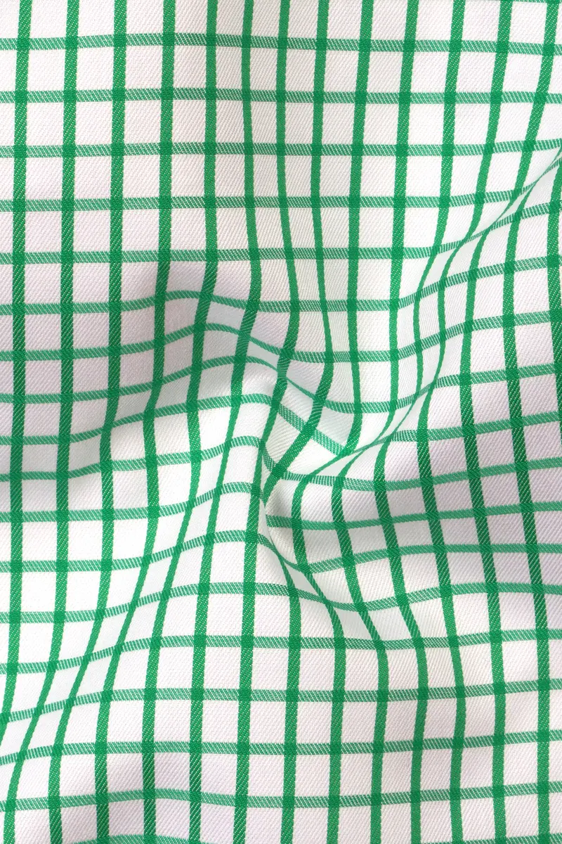 Lichen Green Checked Twill Premium Cotton Shirt 2