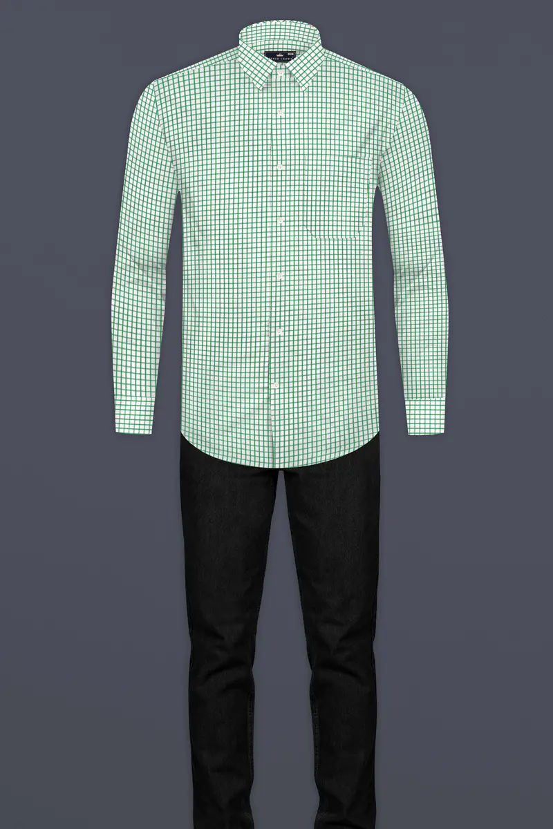 Lichen Green Checked Twill Premium Cotton Shirt 6