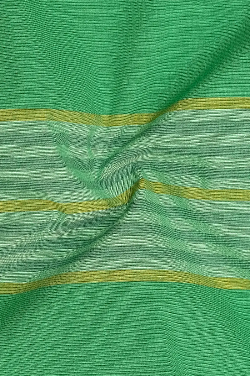 Lichen Green With Laser Yellow Striped Premium Cotton Shirt 3
