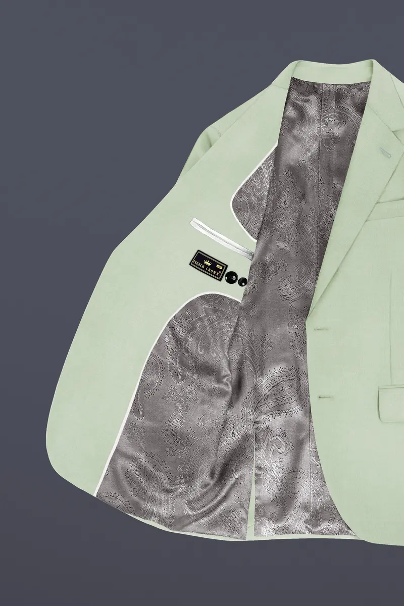 Lichen-Norway Green Solid Wool Rich Single Breasted Slight Stretch Blazer 5