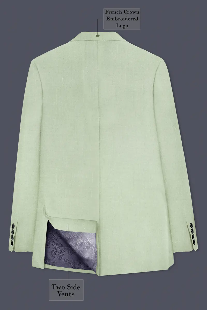 Lichen-Norway Green Solid Wool Rich Single Breasted Slight Stretch Blazer 8