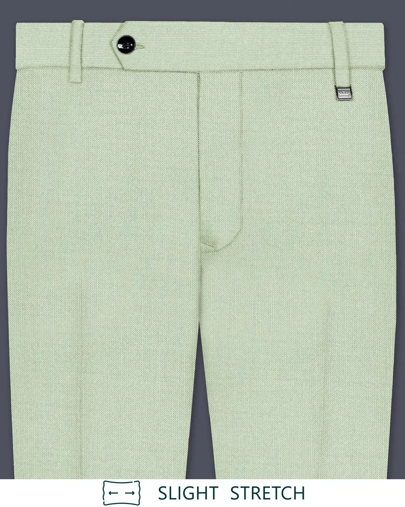 Lichen-Norway Green Solid Wool Rich Slight Stretch Waistband Pant 1