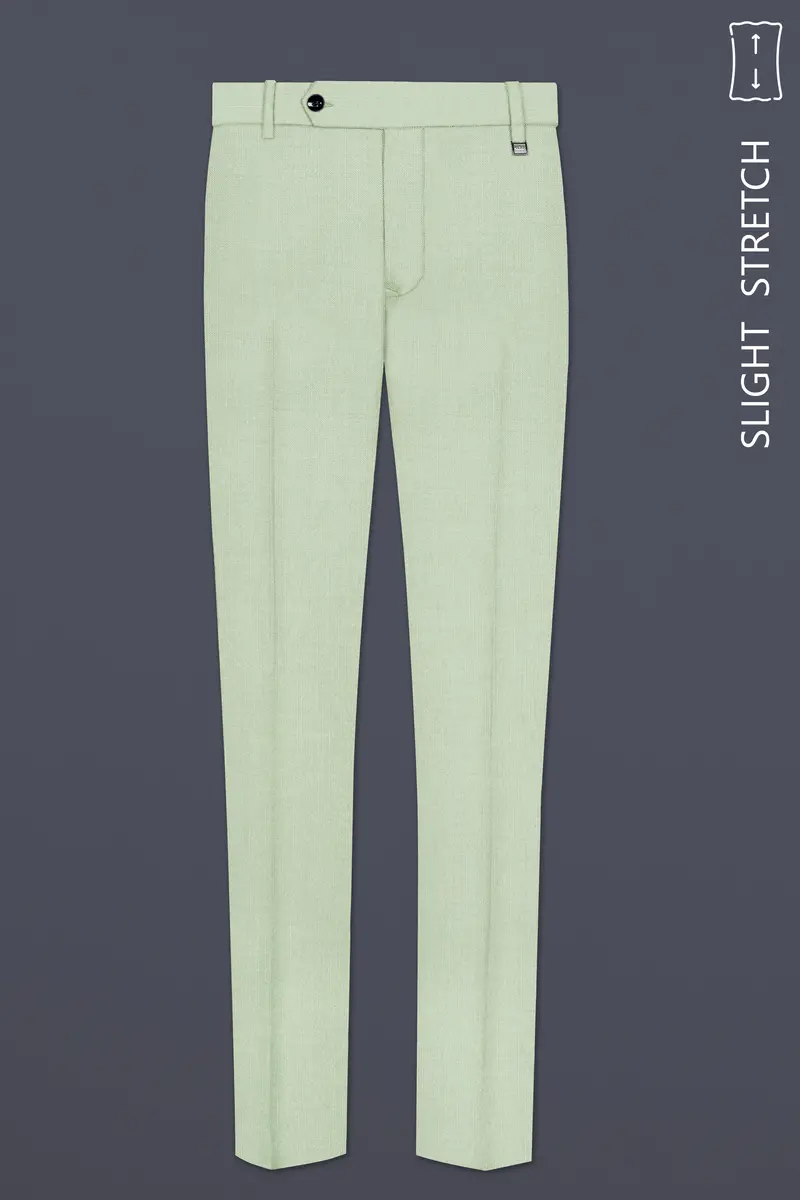 Lichen-Norway Green Solid Wool Rich Slight Stretch Waistband Pant 2
