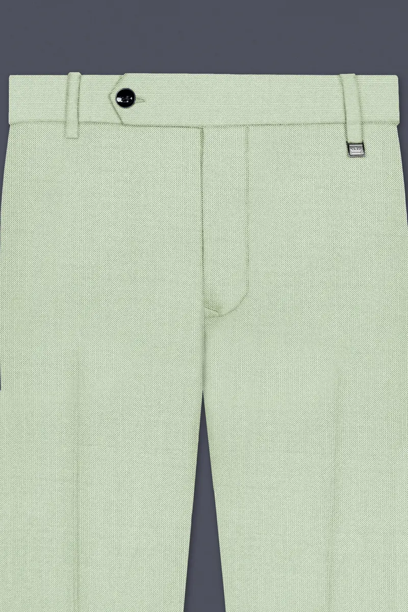 Lichen-Norway Green Solid Wool Rich Slight Stretch Waistband Pant 4