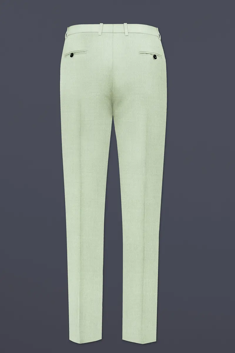 Lichen-Norway Green Solid Wool Rich Slight Stretch Waistband Pant 5