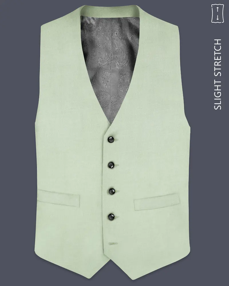 Lichen-Norway Green Solid Wool Rich Slight Stretch Waistcoat 1