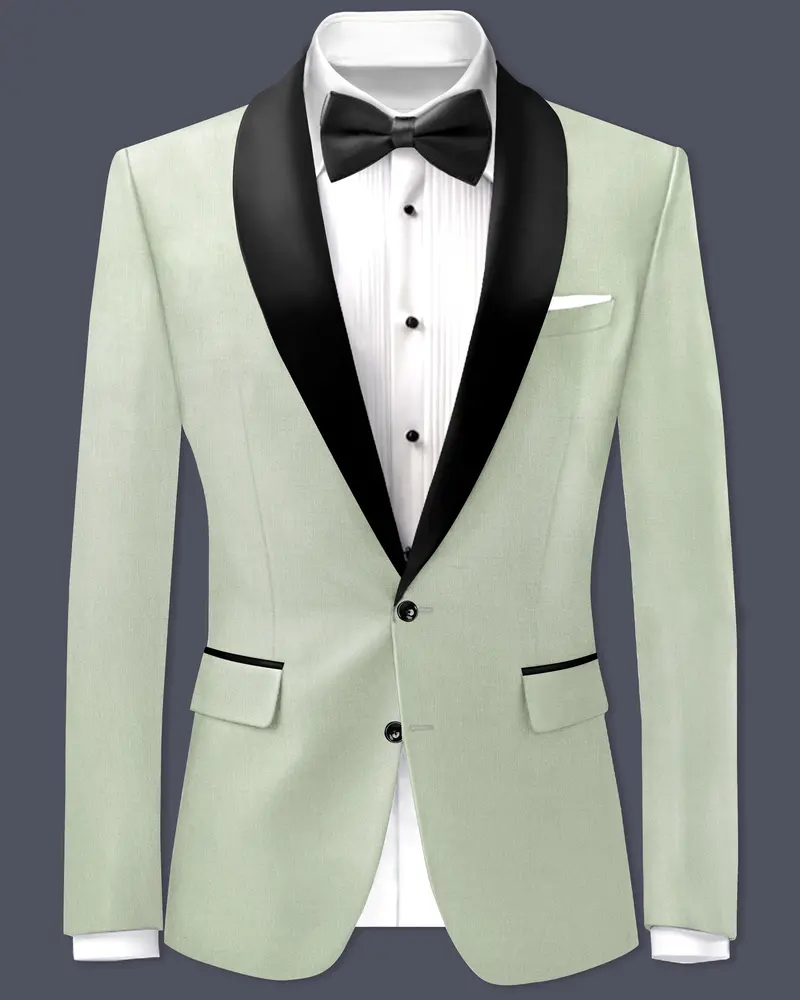 Lichen-Norway Green Wool Rich Tuxedo Slight Stretch Blazer 1