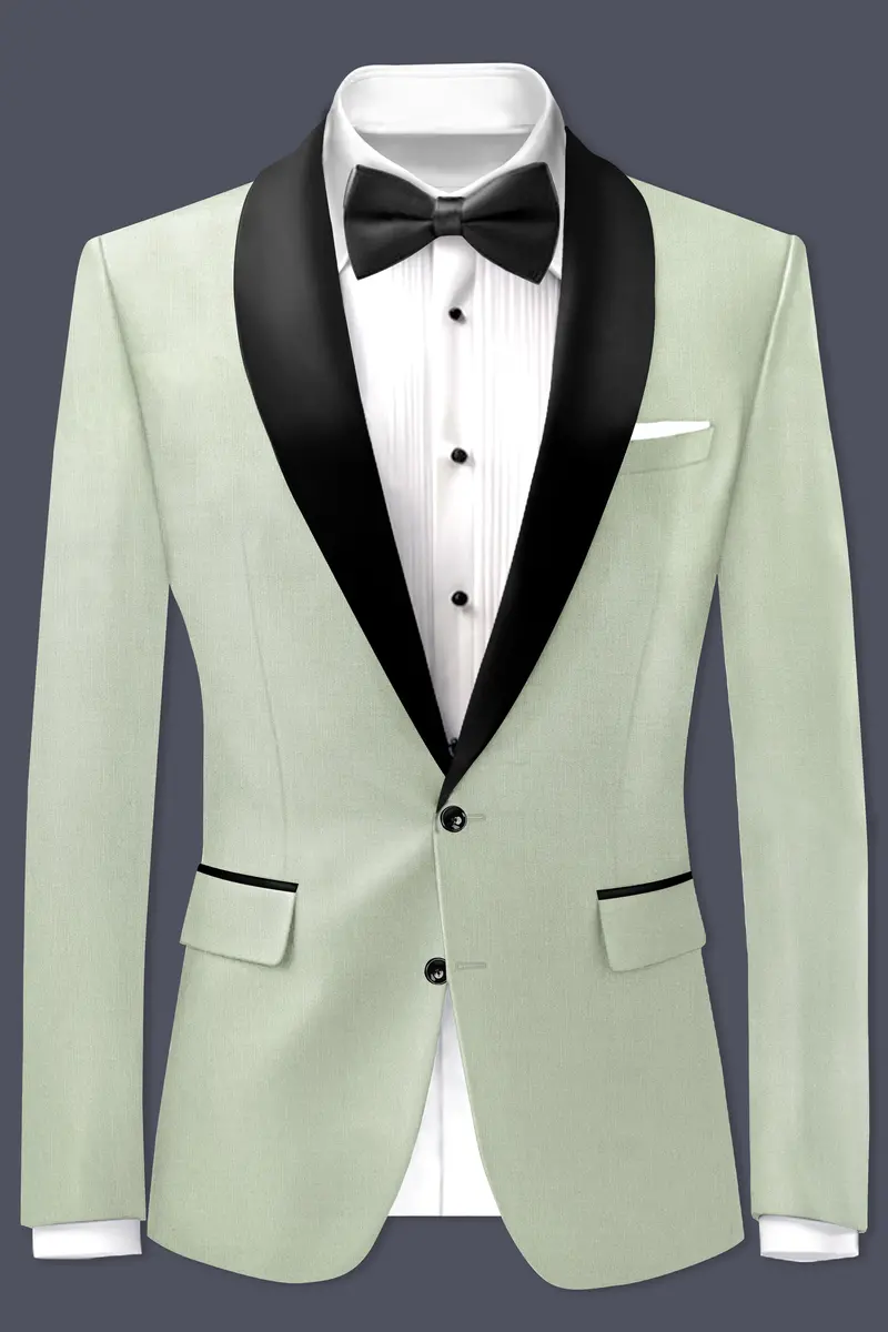 Lichen-Norway Green Wool Rich Tuxedo Slight Stretch Blazer 2