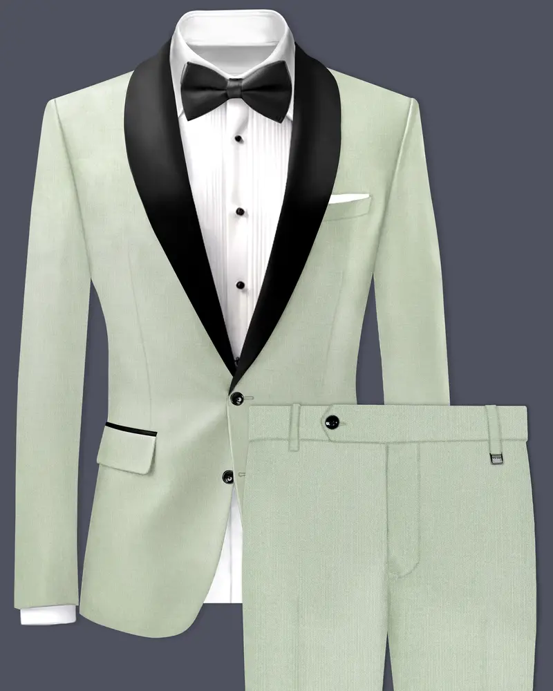Lichen-Norway Green Wool Rich Tuxedo Slight Stretch Suit 1