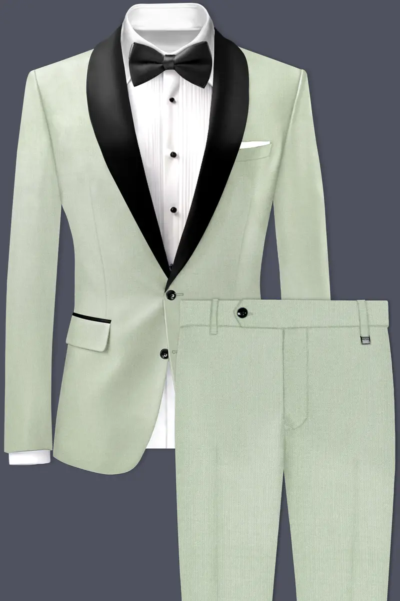 Lichen-Norway Green Wool Rich Tuxedo Slight Stretch Suit 2