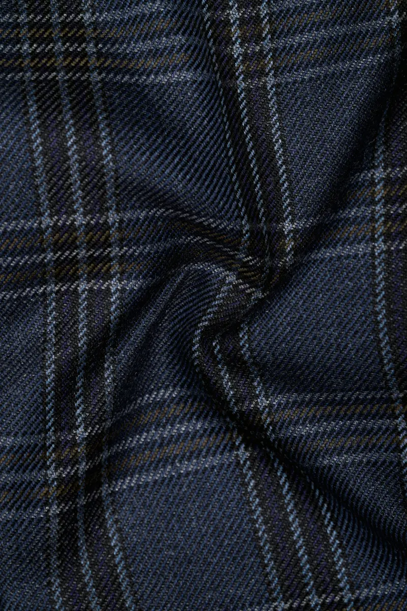 Licorice Blue Plaid Heavyweight Tweed Wool Rich Waistcoat 3