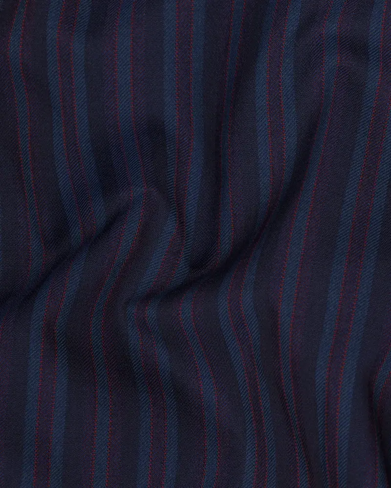 Licorice Blue Striped Wool Rich Waistcoat 3