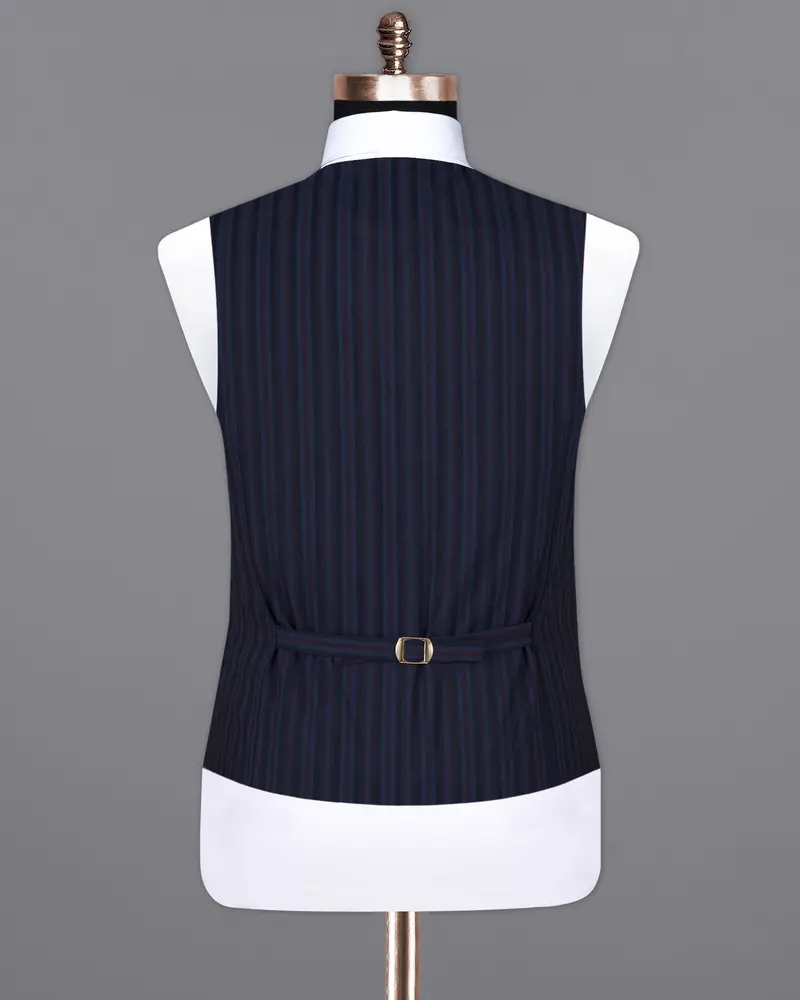 Licorice Blue Striped Wool Rich Waistcoat 6